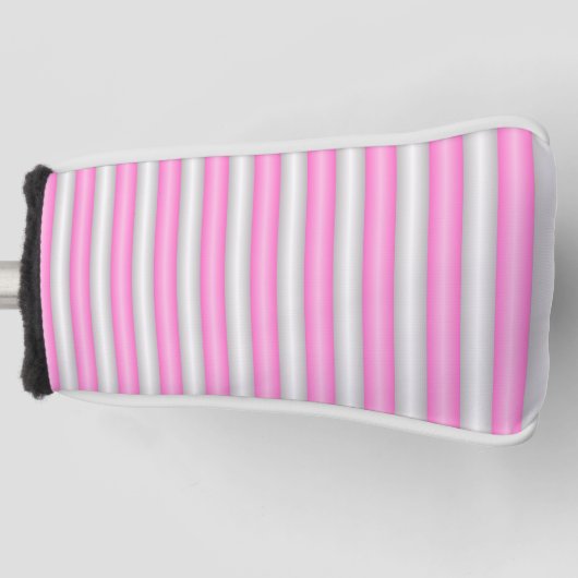 Moderne Neon Roze Strepen met 3D-Effect Golfheadcover (Voorkant)