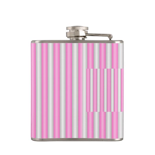 Moderne Neon Roze Strepen met 3D-Effect Heupfles (Achterkant)