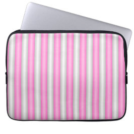Moderne Neon Roze Strepen met 3D-Effect Laptop Sleeve