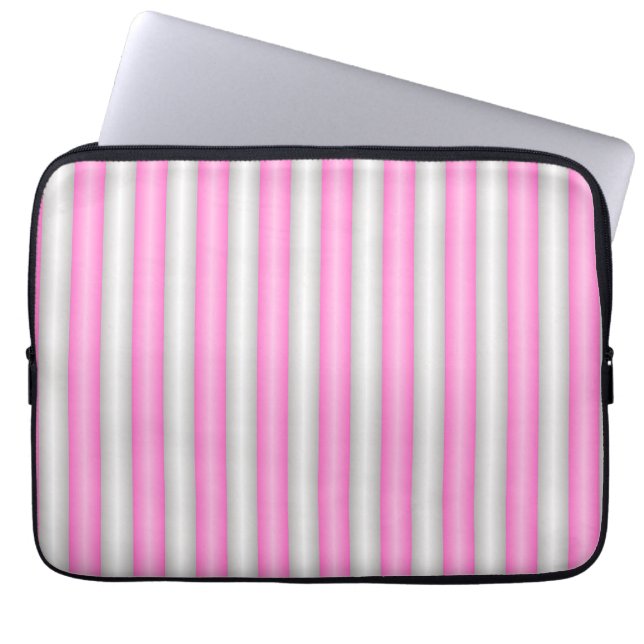 Moderne Neon Roze Strepen met 3D-Effect Laptop Sleeve (Voorkant)