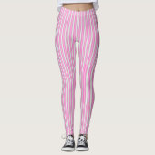 Moderne Neon Roze Strepen met 3D-Effect Leggings (Voorkant)