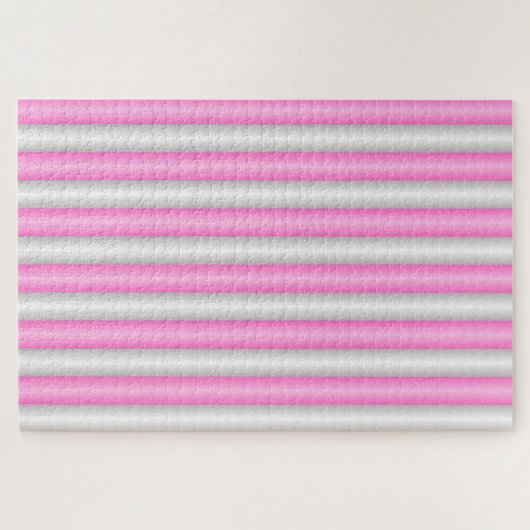 Moderne Neon Roze Strepen met 3D-Effect Legpuzzel (Horizontaal)