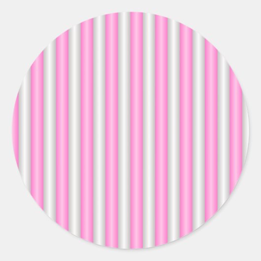Moderne Neon Roze Strepen met 3D-Effect Ronde Sticker (Voorkant)