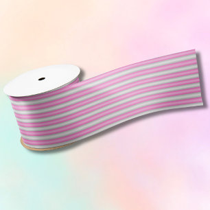 Moderne Neon Roze Strepen met 3D-Effect Satijnen Lint