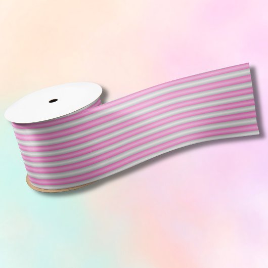 Moderne Neon Roze Strepen met 3D-Effect Satijnen Lint