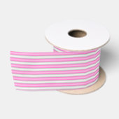 Moderne Neon Roze Strepen met 3D-Effect Satijnen Lint (Spoel)