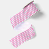 Moderne Neon Roze Strepen met 3D-Effect Satijnen Lint (Achterkant)
