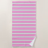 Moderne Neon Roze Strepen met 3D-Effect Strandlaken (Voorkant)