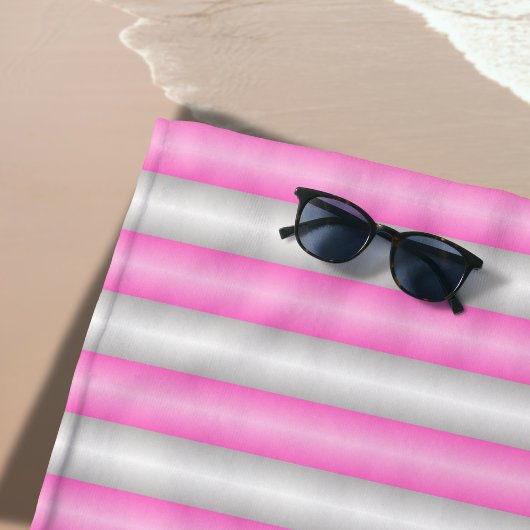 Moderne Neon Roze Strepen met 3D-Effect Strandlaken