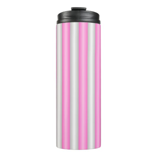 Moderne Neon Roze Strepen met 3D-Effect Thermosbeker (Voorkant)