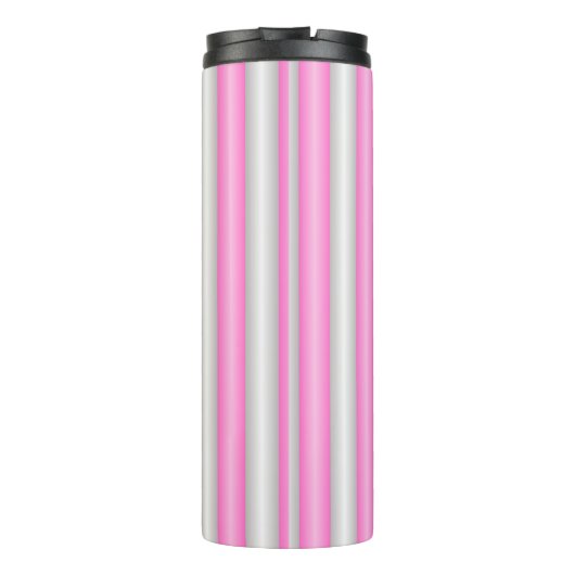 Moderne Neon Roze Strepen met 3D-Effect Thermosbeker (Achterkant)