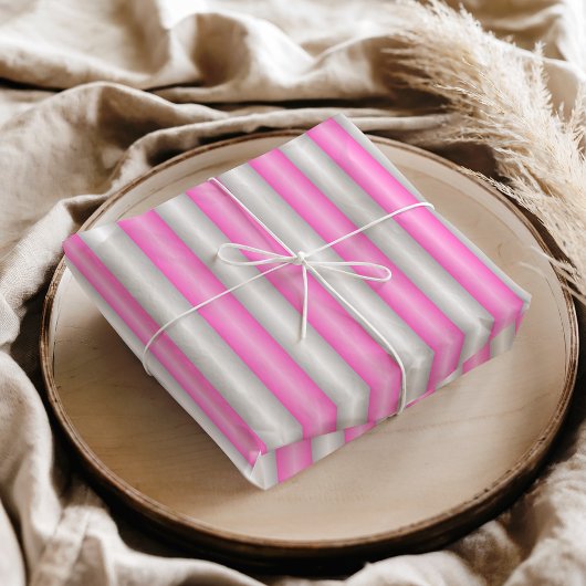 Moderne Neon Roze Strepen met 3D-Effect Tissuepapier
