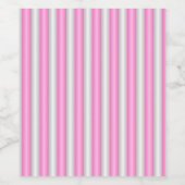 Moderne Neon Roze Strepen met 3D-Effect Wijn Etiket (Enkel label)