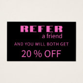 Moderne Neon Roze Zwarte Referral Kaarten Visitekaartje (Voorkant)