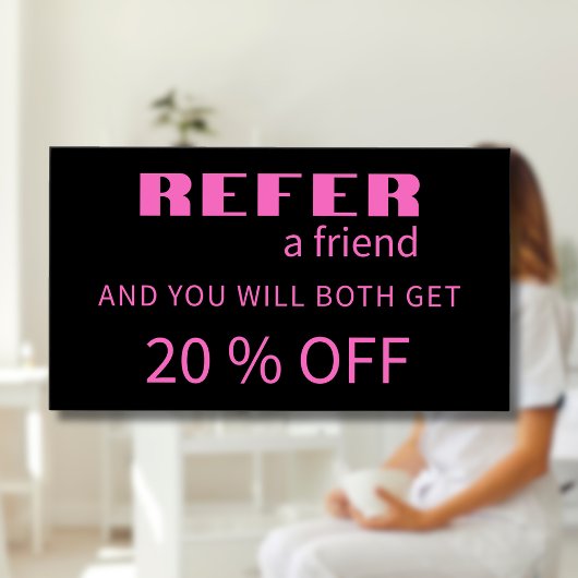 Moderne Neon Roze Zwarte Referral Kaarten Visitekaartje