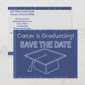 Moderne Neon Sign Afstuderen Save the Date Briefkaart (Voorkant / Achterkant)