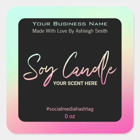 Moderne neon soja kaars labels (Voorkant)
