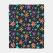 Moderne neon sterren op zwart fleece deken (Voorkant)