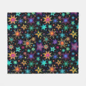 Moderne neon sterren op zwart fleece deken (Voorkant (Horizontaal))