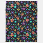 Moderne neon sterren op zwart fleece deken (Voorkant)