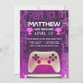 Moderne Neon Video Game Controller Kinder tiener Kaart (Voorkant)