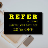 Moderne Neon Yellow Black Referral Kaarten Visitekaartje