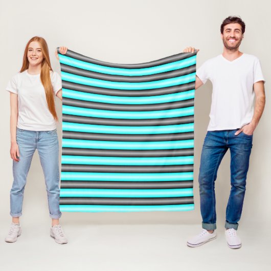 Moderne Neonblauwe en Zwarte 3D Metaal Effect Stre Fleece Deken (In situ)