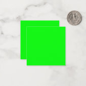 Moderne, neongroen scherm, helder, effen, koel notitiekaartje (Voorkant / Achterkant in situ)