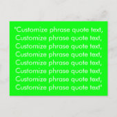 Moderne neongroene aangepaste tekstquote voor sche briefkaart (Voorkant)