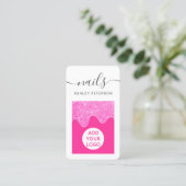 Moderne neonroze glitter druppelt roze nagelspijke visitekaartje (Staand voorkant)