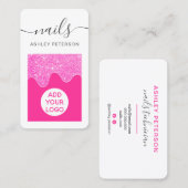 Moderne neonroze glitter druppelt roze nagelspijke visitekaartje (Voorkant / Achterkant)