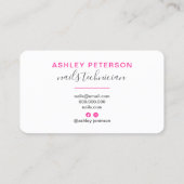 Moderne neonroze glitter druppelt roze nagelspijke visitekaartje (Achterkant)