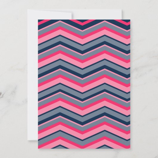 Moderne neonroze marineblauwe chevron Weddenschap Kaart (Achterkant)