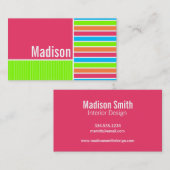 moderne neonstrips; Roze Blauw Groen Visitekaartje (Voorkant / Achterkant)