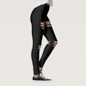 Moderne nep gescheurde zwarte leggings (Rechts)