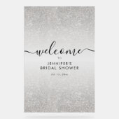 Moderne Nep Glitter Bruiloft Feest Welkom ZILVER Acryl Bord (Voorkant)