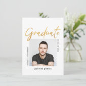 Moderne nep goud eindexamenfeest script kaart (Staand voorkant)