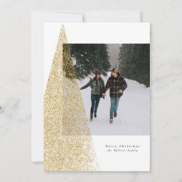 Moderne nep gouden boom zwart wit Kerst foto Feestdagenkaart