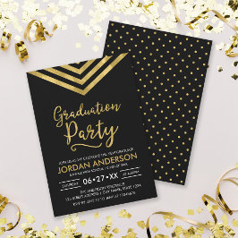 Moderne Nep Gouden Chevron Afstudeerfeest Kaart