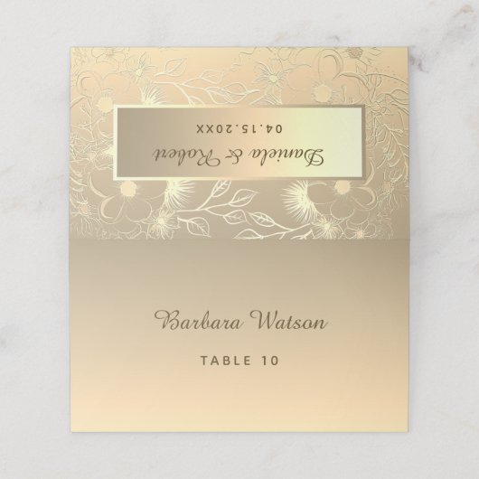 Moderne Nep Gouden Huwelijk Plaatskaartje (Buitenkant ongevouwen)