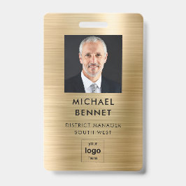 Moderne Nep Gouden Metalen Bedrijfs Foto ID Badge
