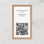 Moderne nep-kraft witte QR-code haarspeld salon Visitekaartje (Achterkant)