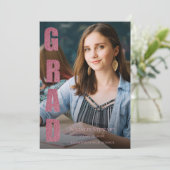 Moderne Nep Roze Goud GRAD Foto Afstuderen Kaart (Staand voorkant)