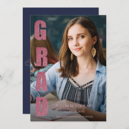 Moderne Nep Roze Goud GRAD Foto Afstuderen Kaart