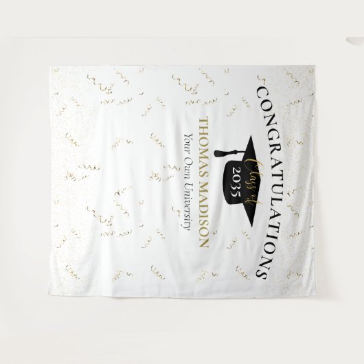 Moderne nep-streamers voor eindexamenfeest met zwa wandkleed (Voorkant (horizontaal))