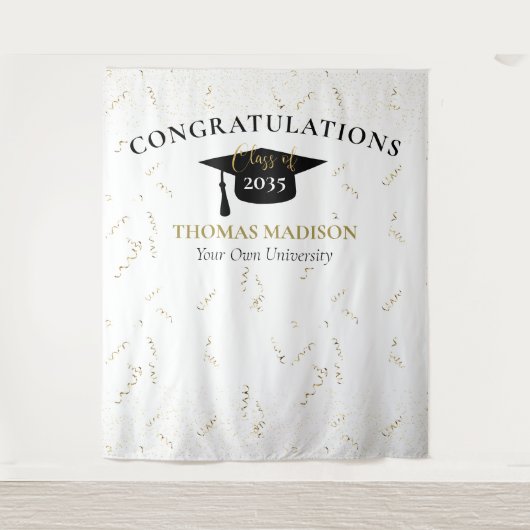 Moderne nep-streamers voor eindexamenfeest met zwa wandkleed (Voorkant)