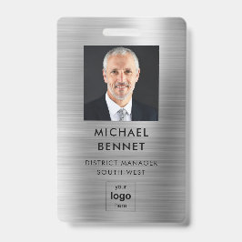 Moderne Nep Zilveren Metalen Bedrijfsidentificatie Badge