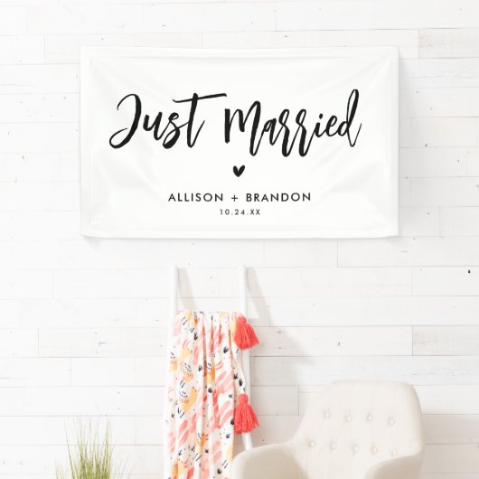 Moderne net gehuwde bruiloft spandoek (Insitu)