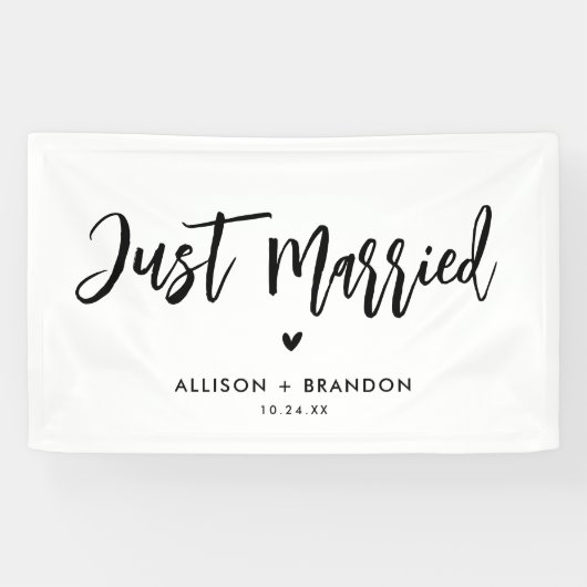 Moderne net gehuwde bruiloft spandoek (Horizontaal)