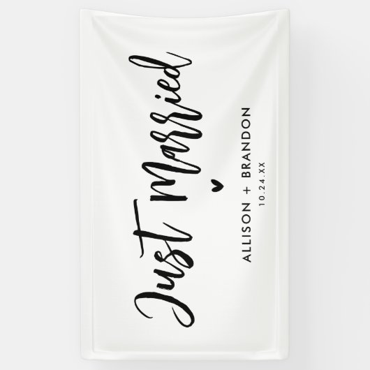 Moderne net gehuwde bruiloft spandoek (Verticaal)